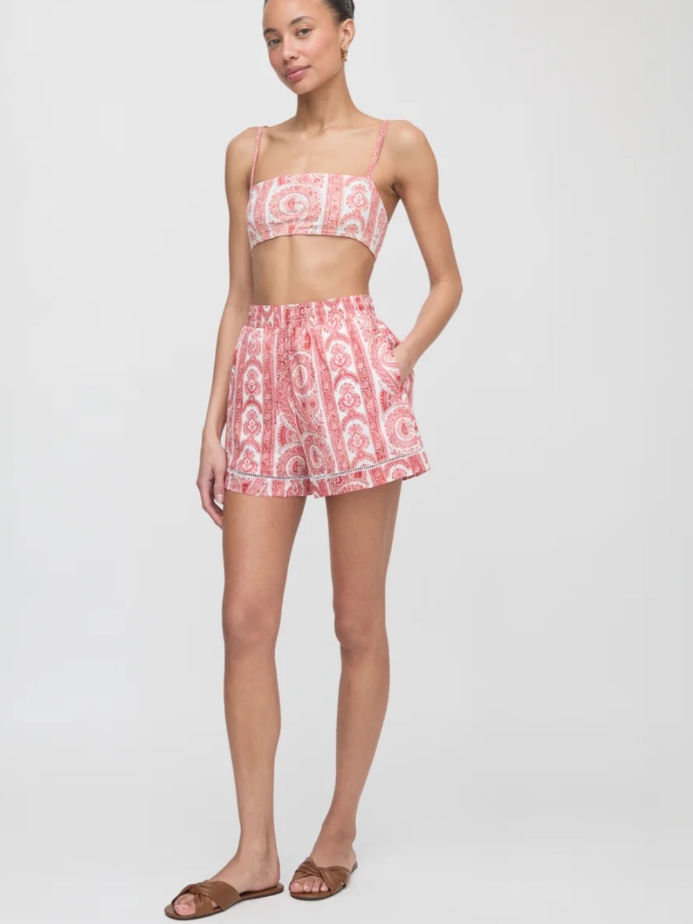 Hill House The Audrey Short - Coral Corsica Paisley